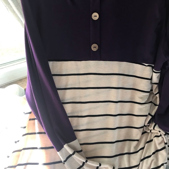 ChicSoul top plus size 3x nwot purple and cream with stripes tunic - Picture 3 of 4